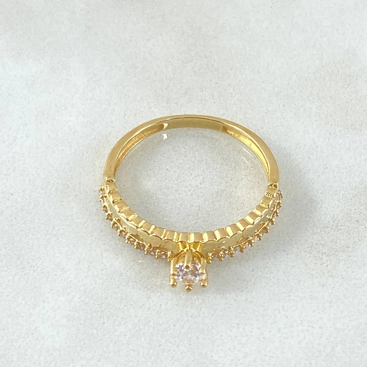 Anillo Solitario Carril Corazones 1.95gr / T6 1/2 / Oro 18K *