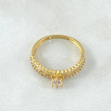 Anillo Solitario Carril Corazones 1.95gr / T6 1/2 / Oro 18K *