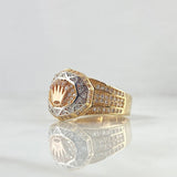 Anillo Corona RX En Caleidoscopio 7.9gr / T9 1/4 / Circones Blancos Tres Oros 18K *