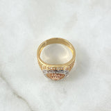 Anillo Corona RX En Caleidoscopio 7.9gr / T9 1/4 / Circones Blancos Tres Oros 18K *