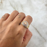 Anillo Corona RX En Caleidoscopio 7.9gr / T9 1/4 / Circones Blancos Tres Oros 18K *