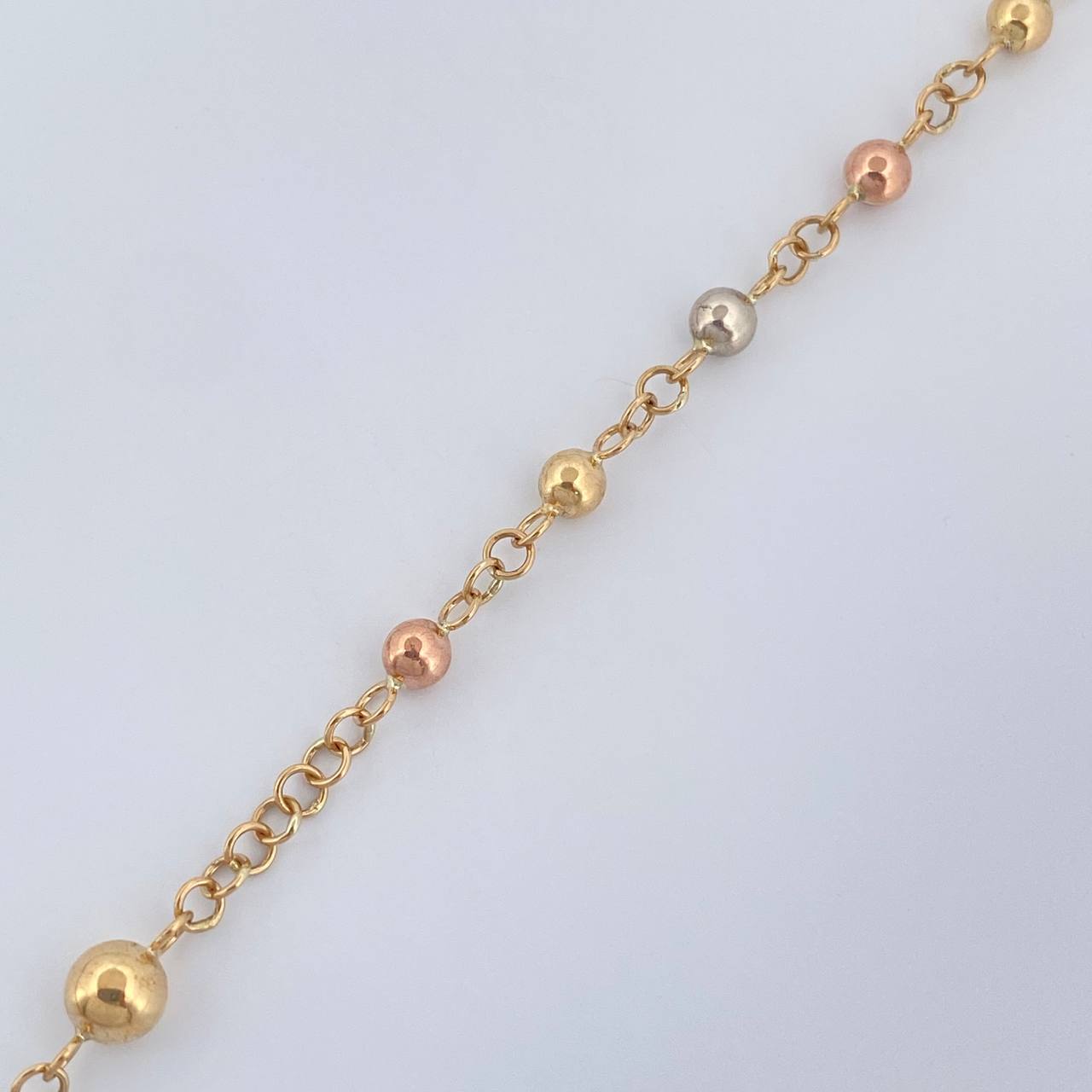 Rosario Virgen Milagrosa Cruz Cristo 6gr / 52cm / 4mm-3mm Tres Oros 18K $
