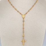 Rosario Virgen Milagrosa Cruz Cristo  5.8gr / 64cm / Tres Oros 18K $