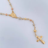 Rosario Virgen Milagrosa Cruz Cristo  5.8gr / 64cm / Tres Oros 18K $