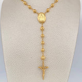 Rosario Virgen Milagrosa Cruz Cristo  12.2gr / 77cm / Oro Amarillo 18K $