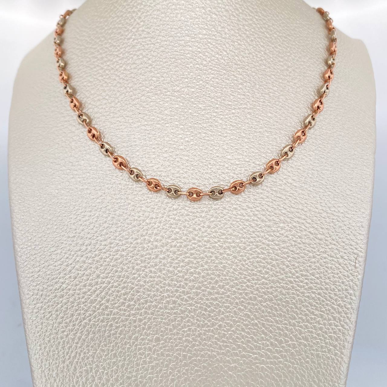 Cadena GC 7.4gr / 48.4cm / Dos Oros Blanco Rosa 18K $