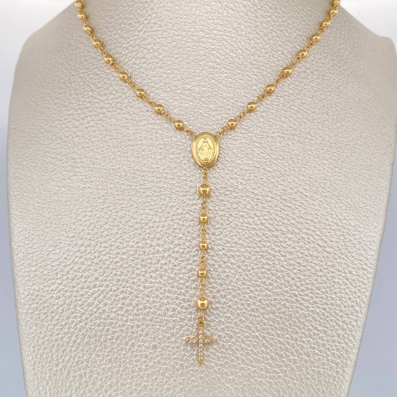Rosario Virgen Milagrosa Cruz 5.7gr / 61cm / Oro Amarillo 18K $