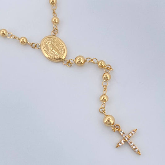 Rosario Virgen Milagrosa 5.7gr / 48.7cm / 4mm - 3mm Oro Amarillo 18K +