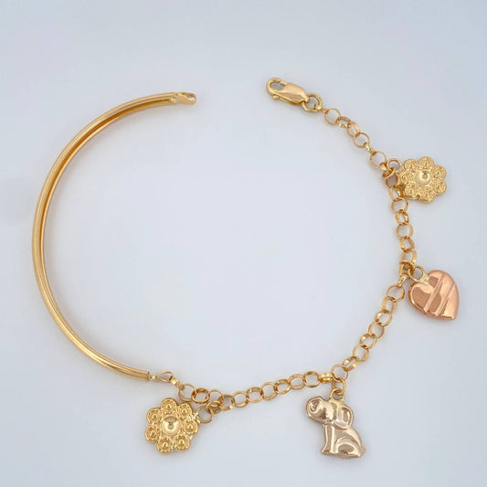 Pulso Charms 6.05gr / 17.1cm / 3mm Tres Oros 18K $
