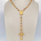 Rosario Virgen Milagrosa Cruz Cristo 12.25gr / 53.8cm / 6mm-5mm Tres Oros 18K $