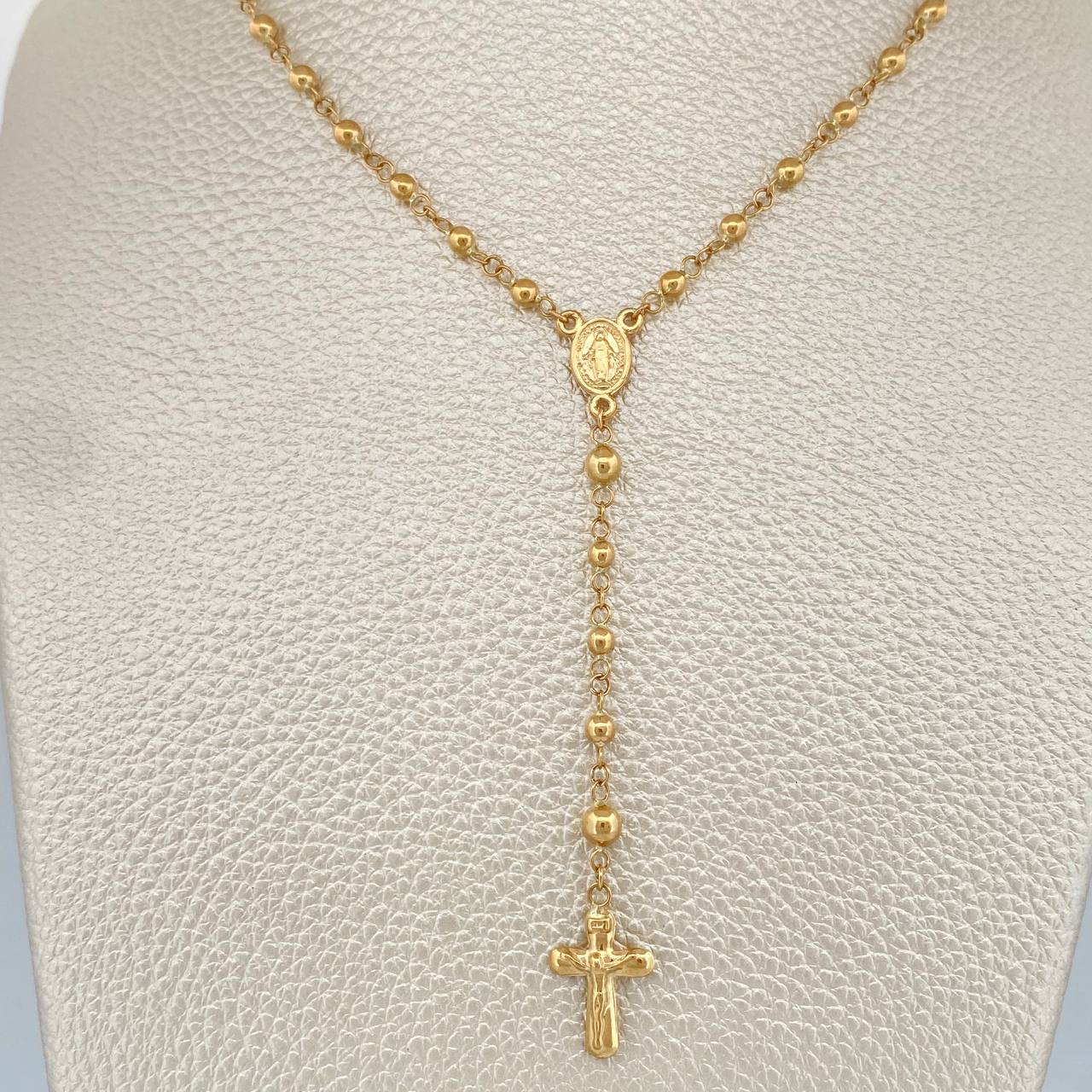 Rosario Virgen Milagrosa Cruz Cristo 6gr / 50.3cm / 4mm-3mm Oro Amarillo 18K $