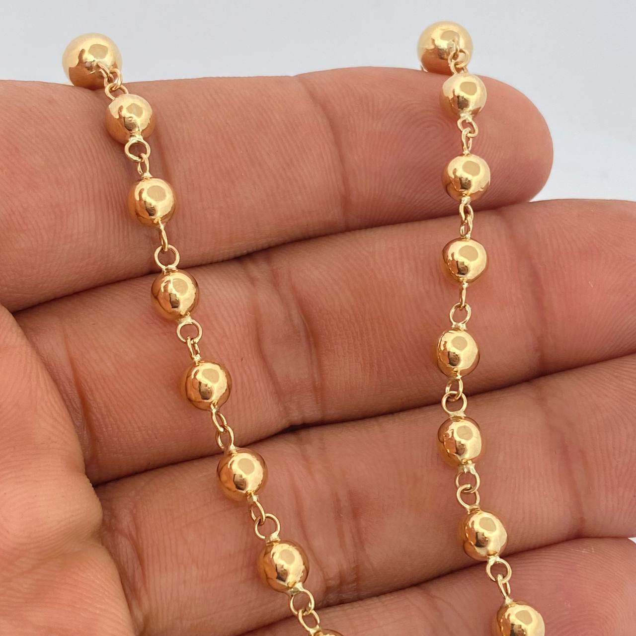 Rosario Virgen Milagrosa Cruz Cristo 12.95gr / 54.2cm / 5mm Oro Amarillo 18K $