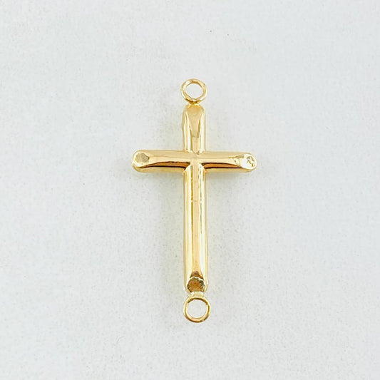 Herraje Cruz Puntas Planas 0.7gr / 3cm / Oro Amarillo 18K