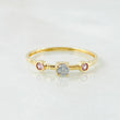 Anillo Solitario Dos Ojos 0.9gr / T7 / Oro Amarillo 18K *