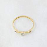 Anillo Solitario Dos Ojos 0.9gr / T7 / Oro Amarillo 18K *