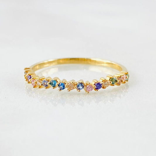 Anillo Lineal Multicolores 1.2gr / T6 1/4 / Oro Amarillo 18K