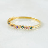 Anillo Lineal Multicolores 1.2gr / T6 1/4 / Oro Amarillo 18K