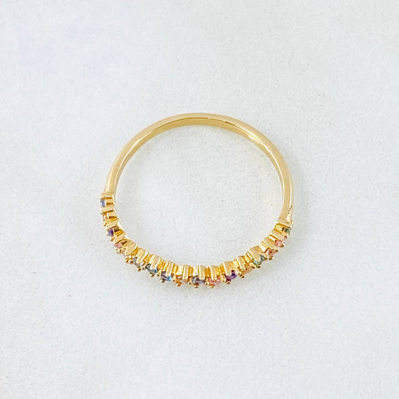 Anillo Lineal Multicolores 1.2gr / T6 1/4 / Oro Amarillo 18K