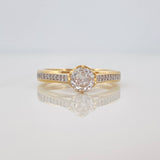 Anillo Solitario Puente 2.5g / T6 1/2 Dos Oros Amarillo Blanco 18K