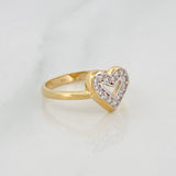 Anillo Corazón 2.6g / T5 3/4 Dos Oros Amarillo Blanco 18K