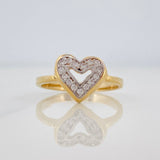 Anillo Corazón 2.6g / T5 3/4 Dos Oros Amarillo Blanco 18K