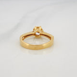 Anillo Solitario Puente 3.5g / T6 Dos Oros Amarillo Blanco 18K