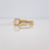 Anillo Solitario Puente 3.5g / T6 Dos Oros Amarillo Blanco 18K