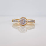 Anillo Solitario Puente 3.5g / T6 Dos Oros Amarillo Blanco 18K
