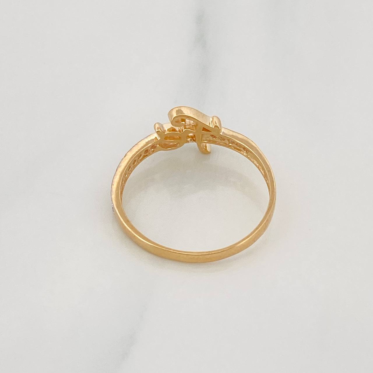 Anillo Fe 1.6g / T6 1/4 Dos Oros Amarillo Blanco 18K