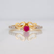 Anillo Corazones 1.85g / T7 1/4 Dos Oros Amarillo Blanco 18K