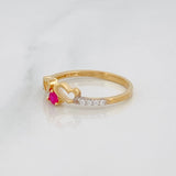 Anillo Corazones 1.85g / T7 1/4 Dos Oros Amarillo Blanco 18K
