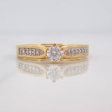Anillo Solitario Puente 3.35g / T6 1/4 Dos Oros Amarillo Blanco 18K