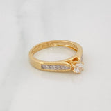Anillo Solitario Puente 3.5g / T7 1/2 Dos Oros Amarillo Blanco 18K