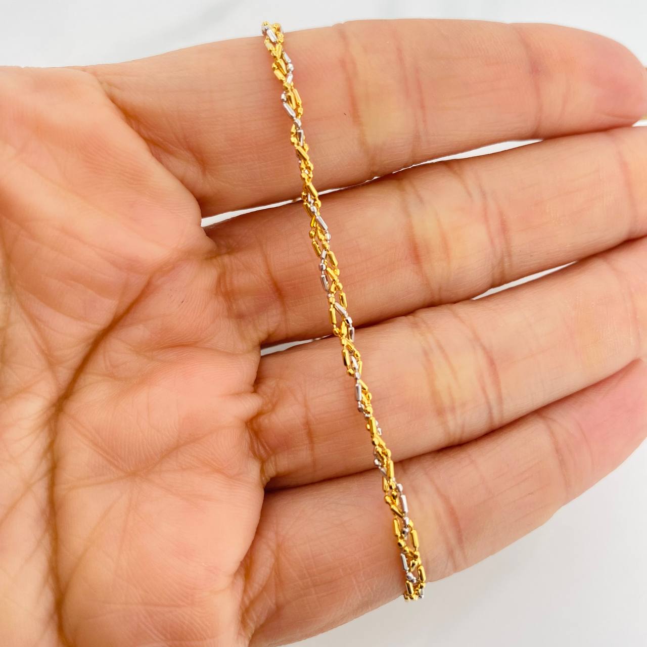 Pulso Morse 2.45g / 18.05cm / 2.24mm Dos Oros Amarillo Blanco 18K