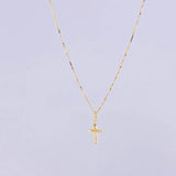 Set Cadena Veneciana + Dije Cruz Puntas Planas / 1.3g / 45cm Oro Amarillo 18K