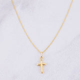 Set Cadena Veneciana + Dije Cruz Puntas Planas / 1.3g / 45cm Oro Amarillo 18K