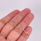 Set Cadena Veneciana + Dije Cruz Puntas Planas / 1.3g / 45cm Oro Amarillo 18K