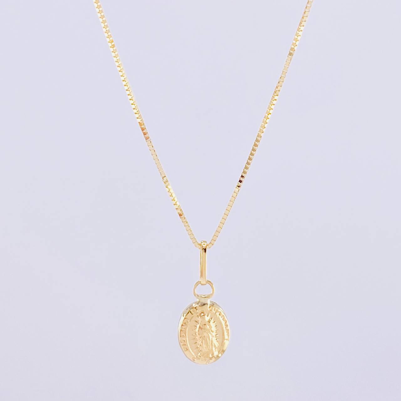 Set Cadena Veneciana + Dije Virgen de Guadalupe / 1.4g / 45cm Oro Amarillo 18K