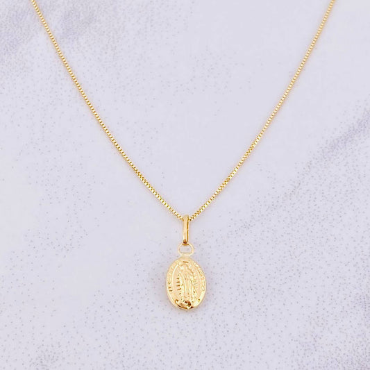 Set Cadena Veneciana + Dije Virgen de Guadalupe / 1.4g / 45cm Oro Amarillo 18K