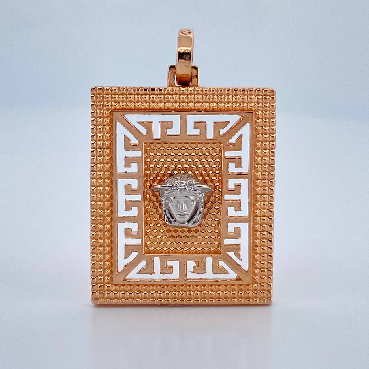 Dije Placa Medusa 7.25gr / 3.8cm / Dos Oros Blanco Rosa 18K $