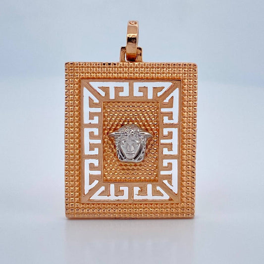 Dije Placa Medusa 7.25gr / 3.8cm / Dos Oros Blanco Rosa 18K $