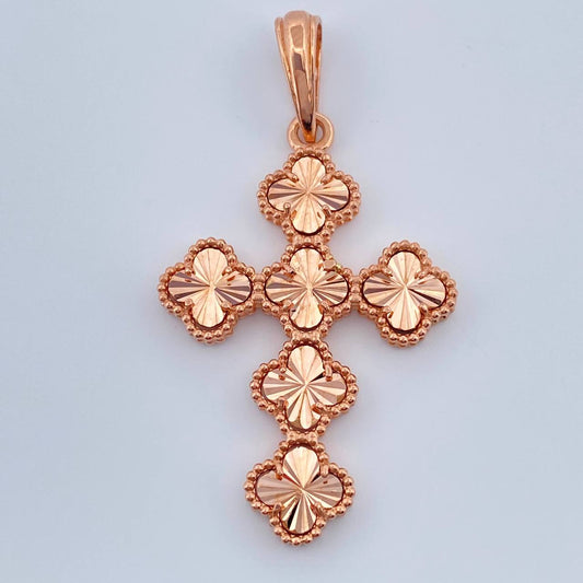 Dije Cruz Trebol 4.3gr / 4.2cm / Oro Rosa 18K  Nac.Esp. $