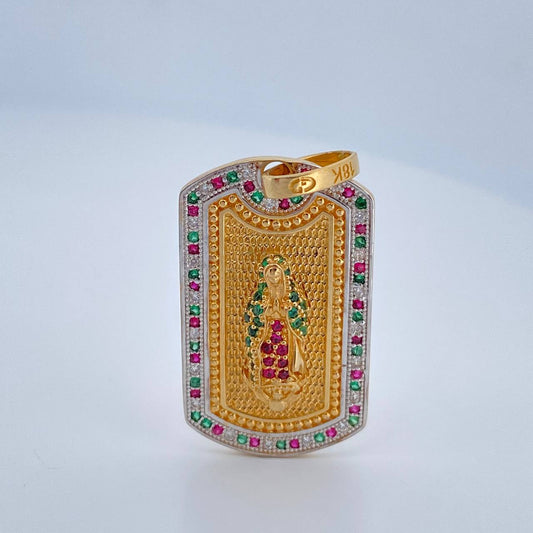 Dije Placa Virgen De Guadalupe 7.35gr / 3.6cm / Dos Oros Amarillo Blanco 18K $