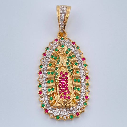 Dije Virgen De Guadalupe 7.5gr / 4cm / Dos Oros Amarillo Blanco 18K $