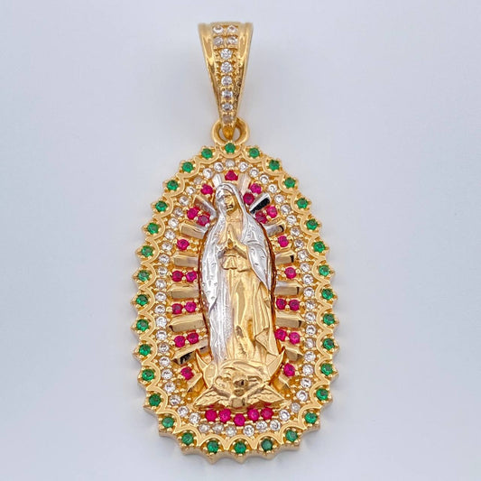 Dije Virgen De Guadalupe 7.25gr / 4cm / Dos Oros Amarillo Blanco 18K $