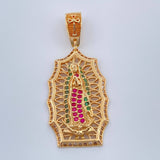 Dije Virgen De Guadalupe 4.55gr / 3.7cm / Circones Blancos Verdes Fucsias Oro Amarillo $