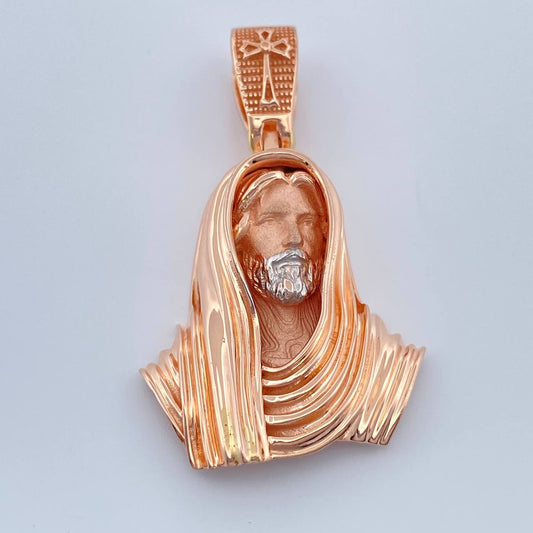 Dije Rostro Cristo 9.55gr / 3.9cm / Dos Oros Blanco Rosa 18K $