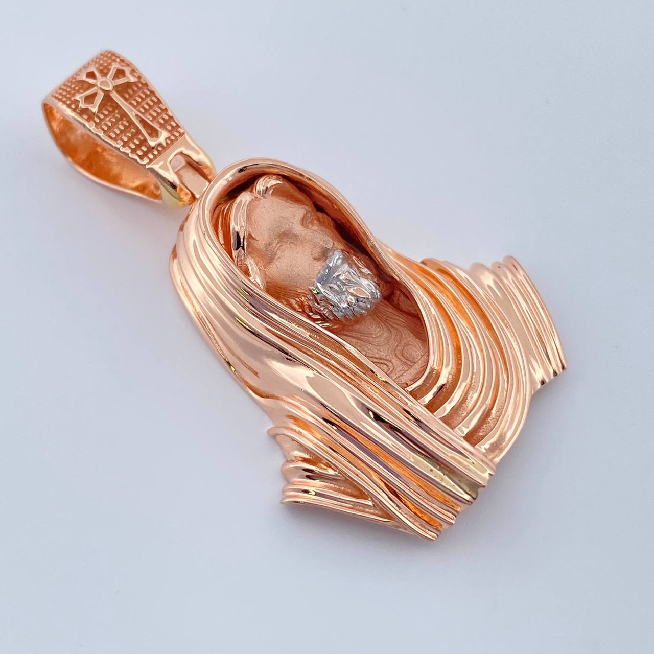 Dije Rostro Cristo 9.55gr / 3.9cm / Dos Oros Blanco Rosa 18K $