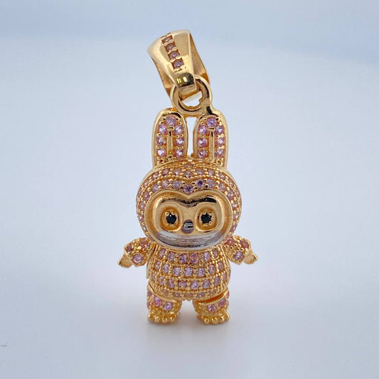 Dije Conejo Sonriente 6.15gr / 3.4cm / Dos Oros Amarillo Blanco 18K $