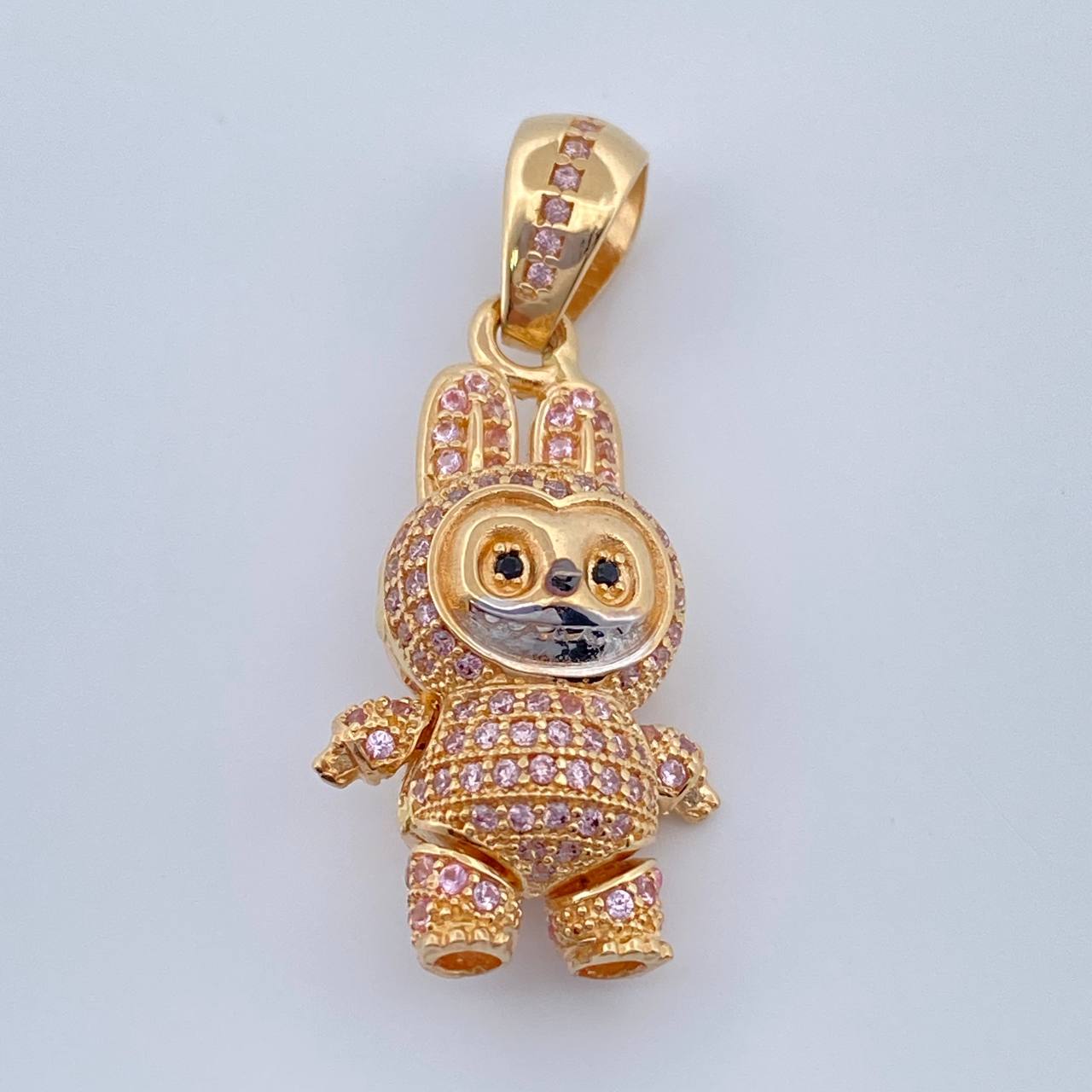 Dije Conejo Sonriente 6.15gr / 3.4cm / Dos Oros Amarillo Blanco 18K $
